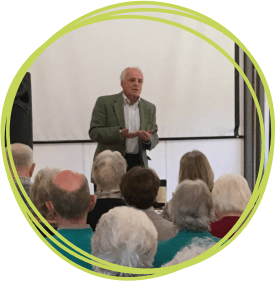 CHSW co-founder and chief executive Eddie Farwell speaking at the 2019 Children's Hospice South West Friends Group Conference at Great Torrington’s RHS Rosemoor 